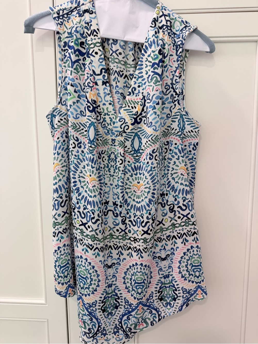 Finn and Grace, small, V-Neck Tank Top - Blue Multi